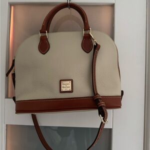 Dooney & Bourke Zip Zip Tan and Brown Satchel with Dust Bag